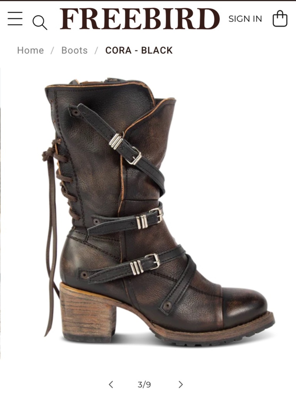 FREEBIRD Cora in Distressed Black Size 6 EUC - Picture 3 of 11